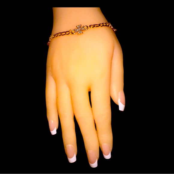 Cross Charm Bracelet-Gold Tone - Picture 1 of 4